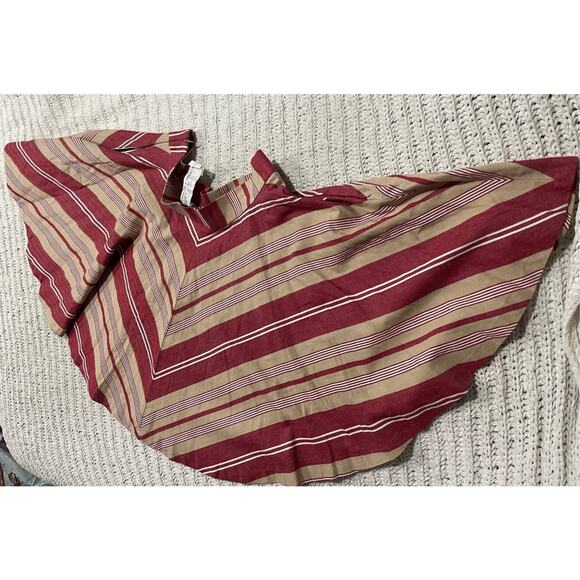 NWT Zara Woman Circle Skirt Knee Length Womens Sz Medium Pockets Stripes Red Tan - Picture 8 of 12